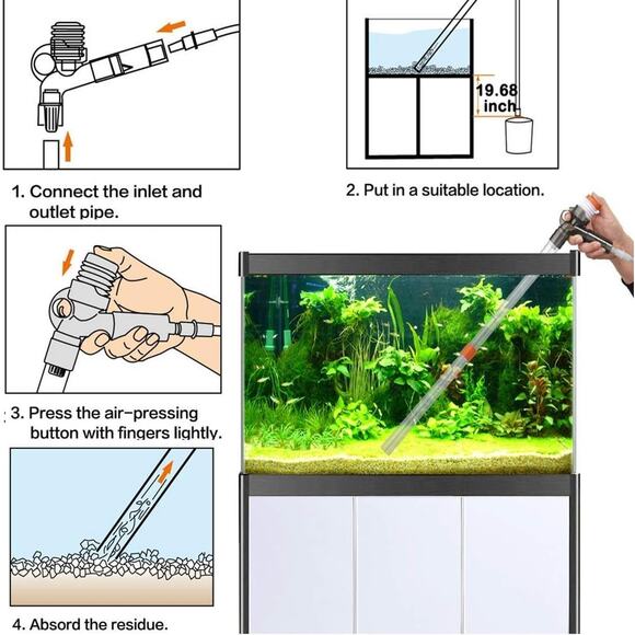Aquarium Gravel Cleaner Siphon Fish Tank Vacuum Cleaner for Absorb Dirt Wash San - Picture 2 of 6